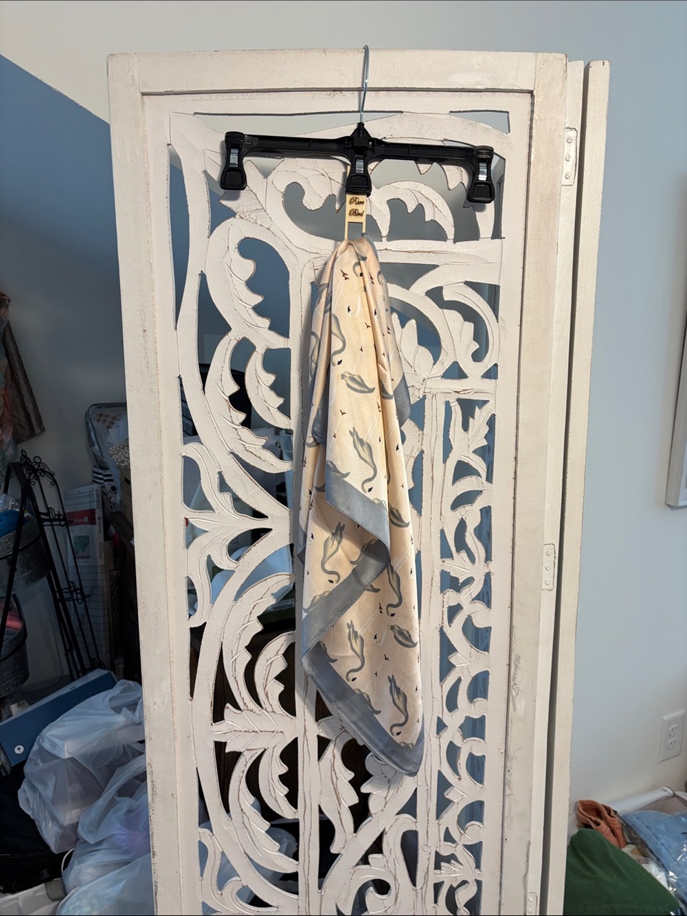 Neutral Cream and Gray Printed scarf